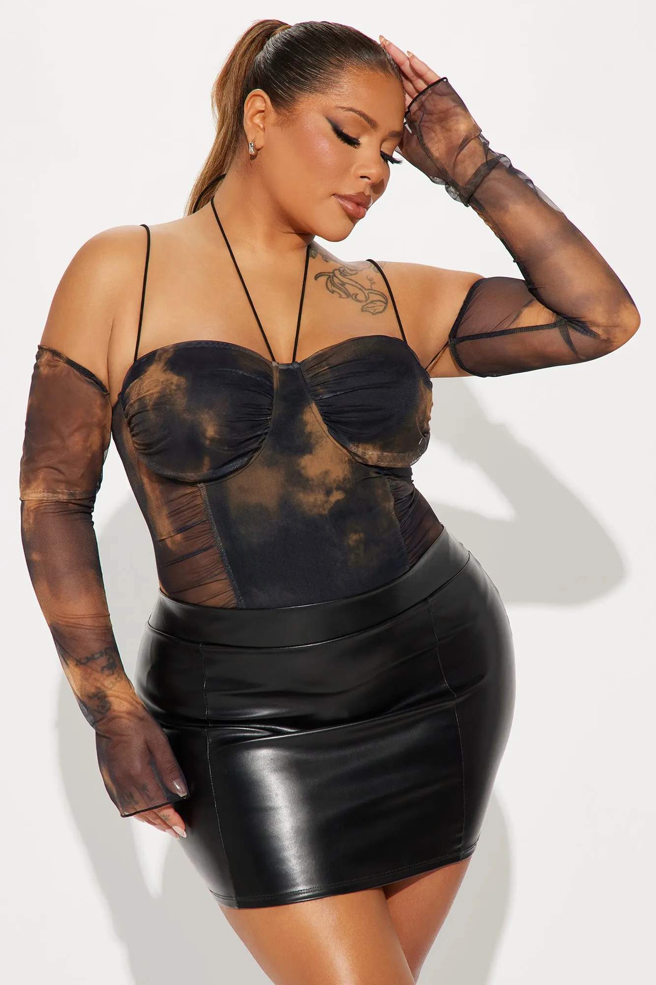 Not Phased Mesh Bodysuit - Black/combo