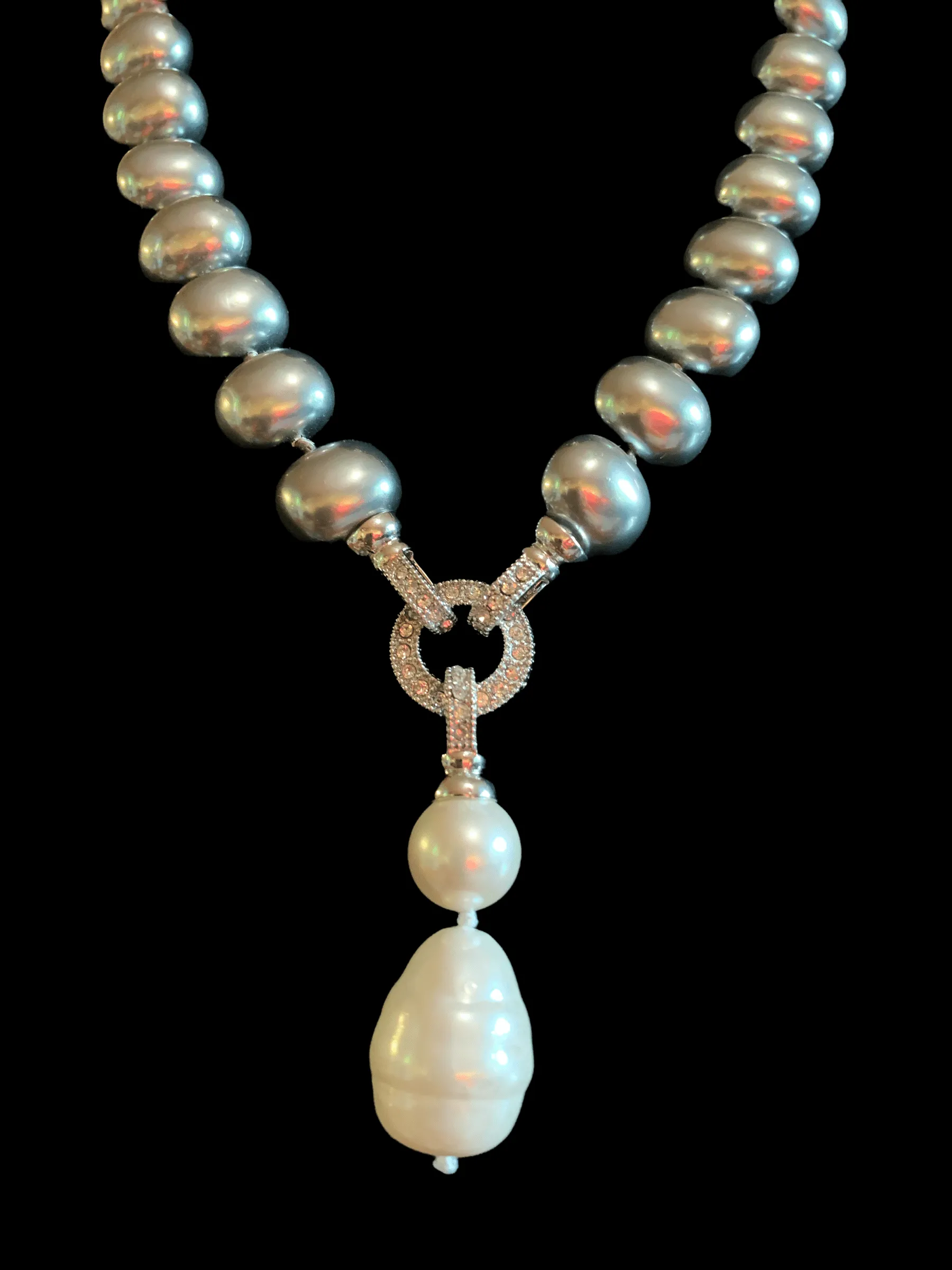 NS18 Pearl necklace set - grey ( READY TO SHIP )