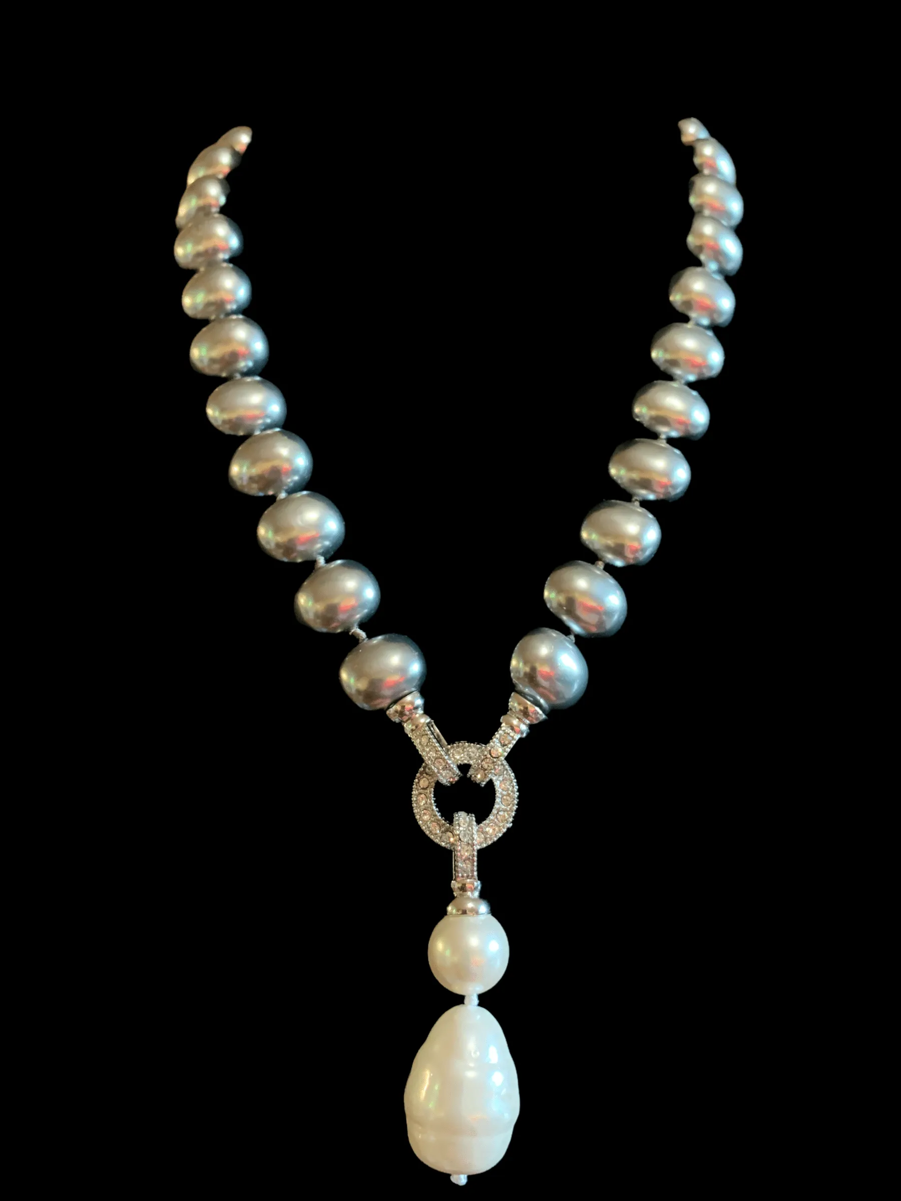 NS18 Pearl necklace set - grey ( READY TO SHIP )