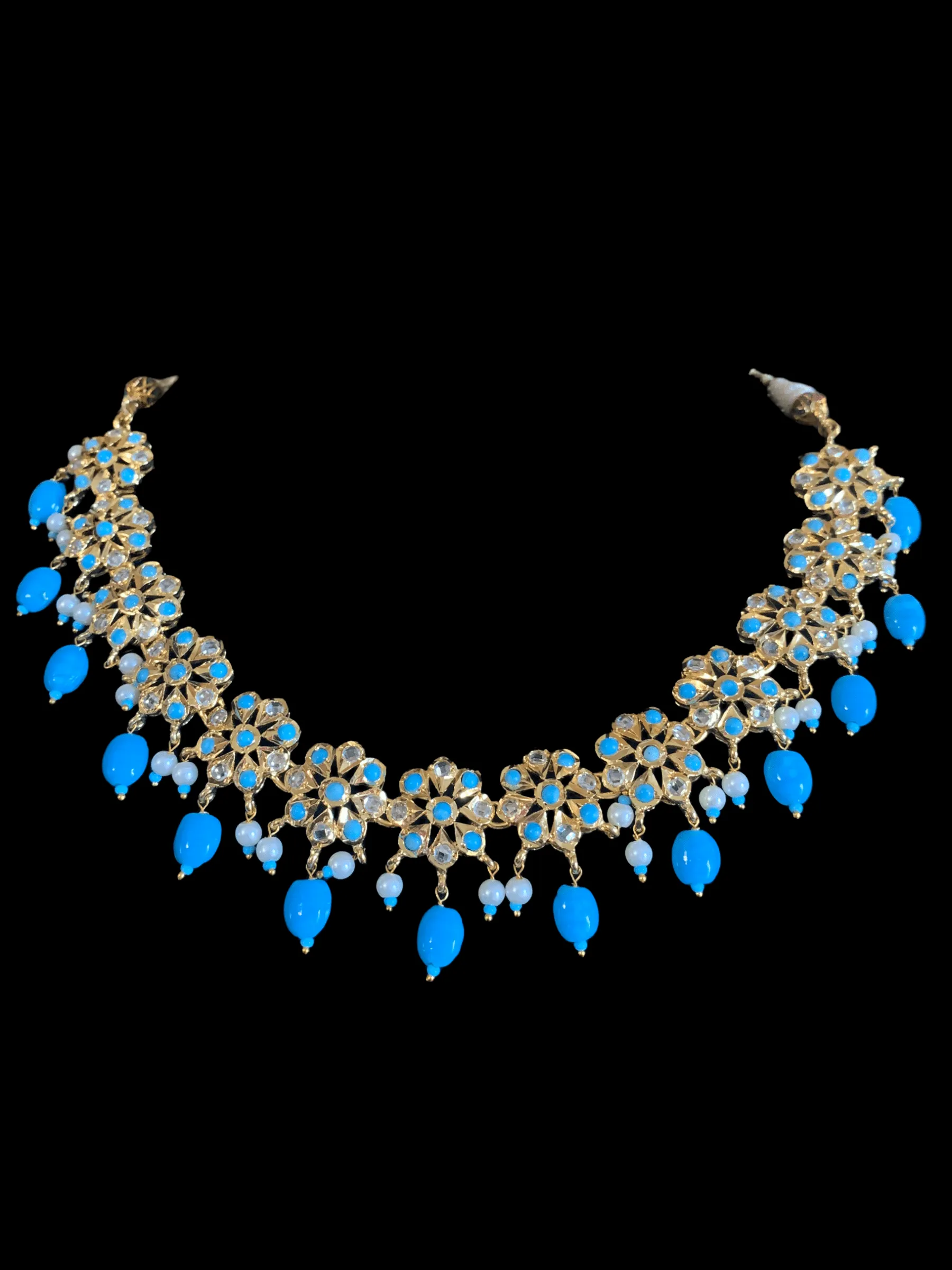 NS191 Malavika necklace set in turquoise ( READY TO SHIP )