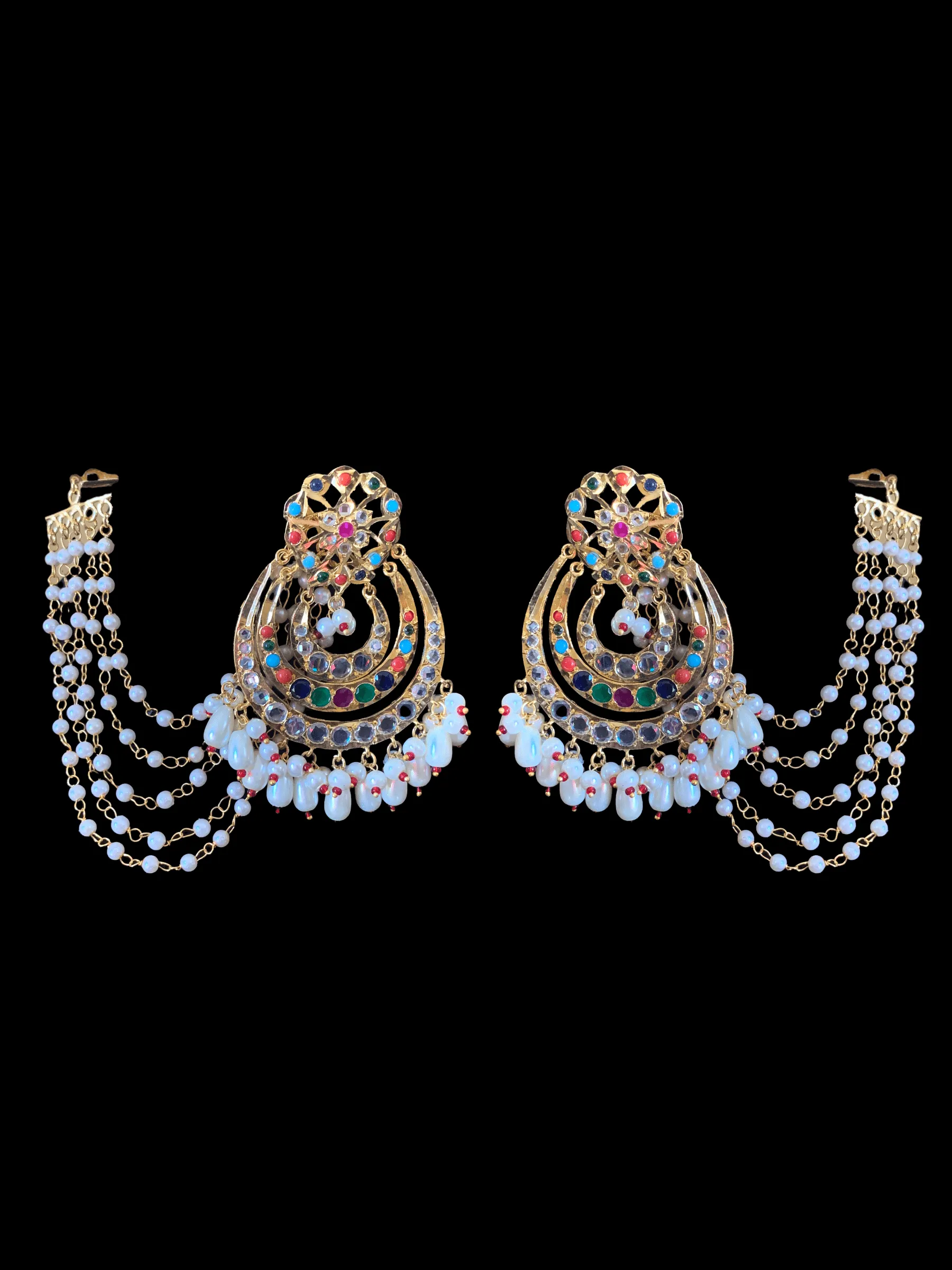 NS194 Malavika necklace set in Navratan    ( READY TO SHIP )