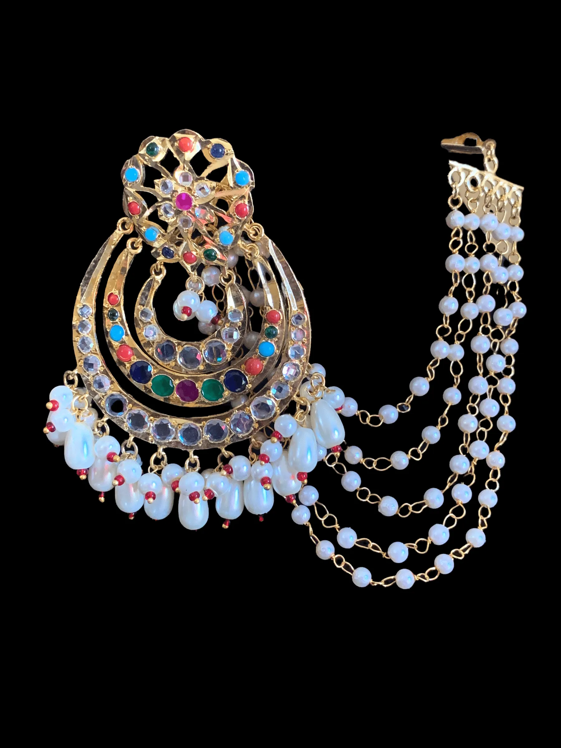 NS194 Malavika necklace set in Navratan    ( READY TO SHIP )