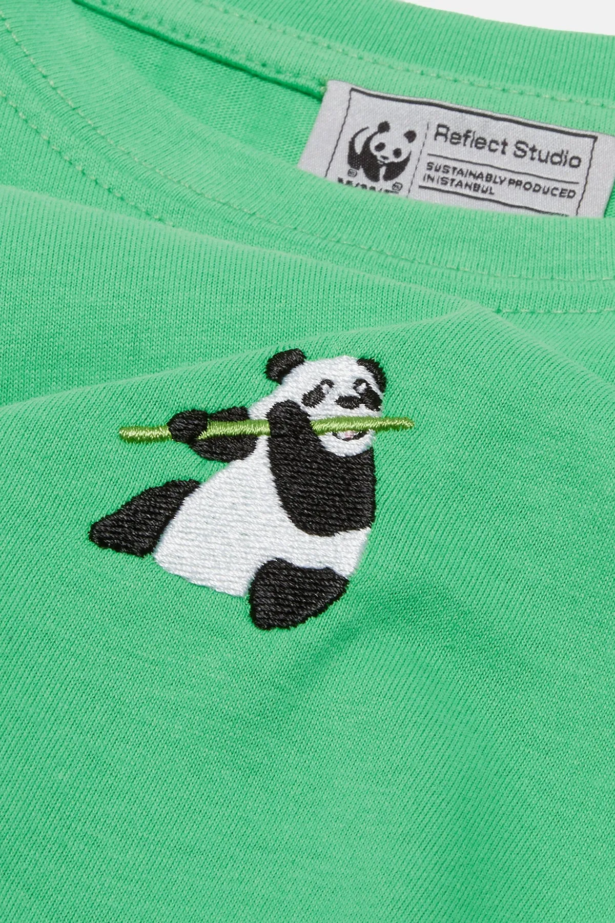 Panda Supreme ocuk T-shirt - Yeil