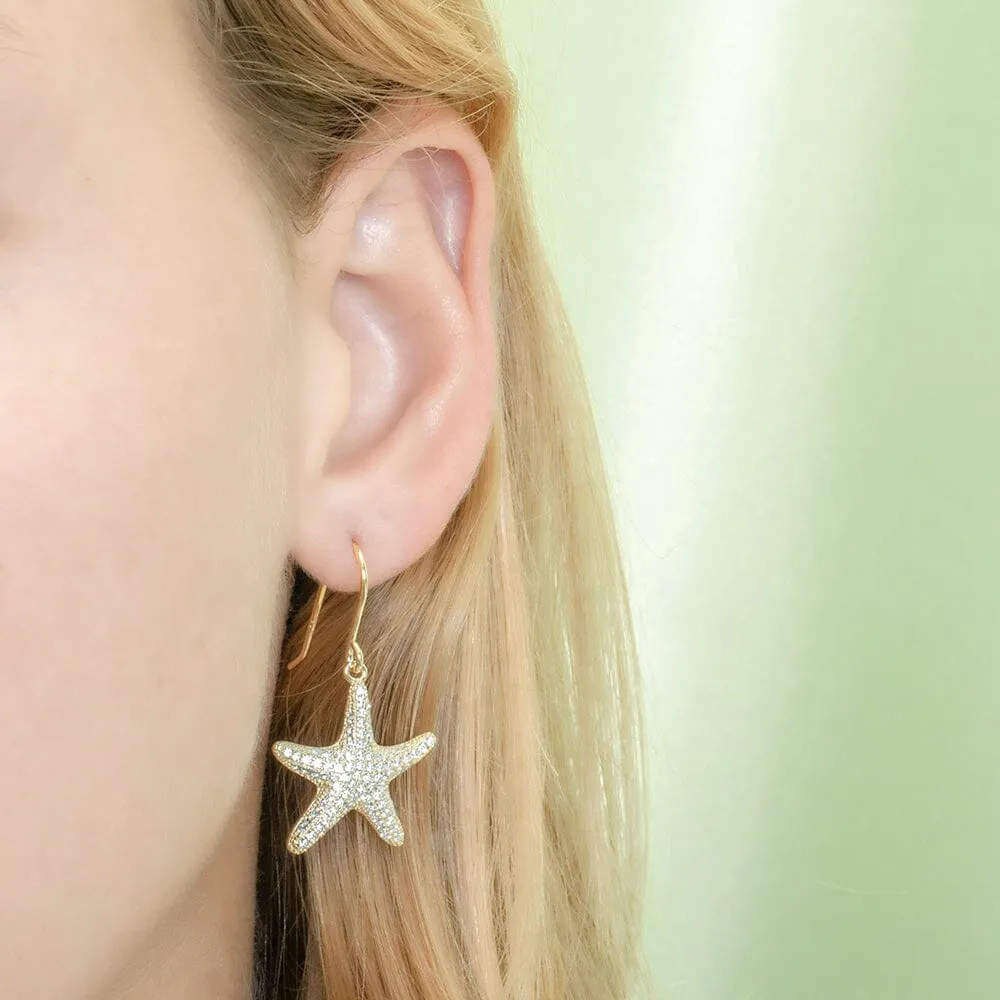 Pavé Cushion Sea Star Earrings