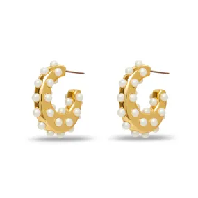 PEARL ARCHER MINI HOOP EARRINGS