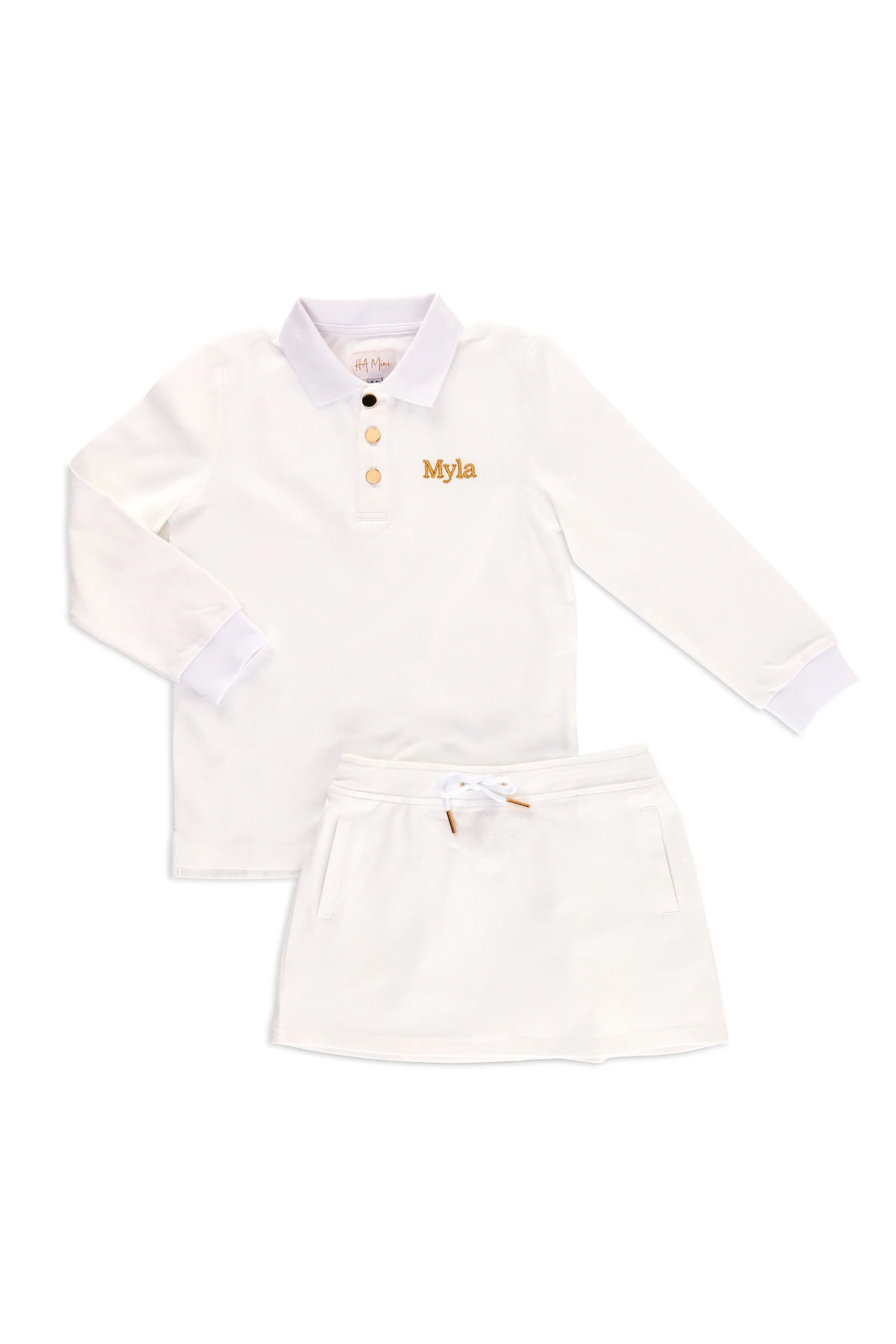 Personalised Children's Skirt & Long Top Set - White