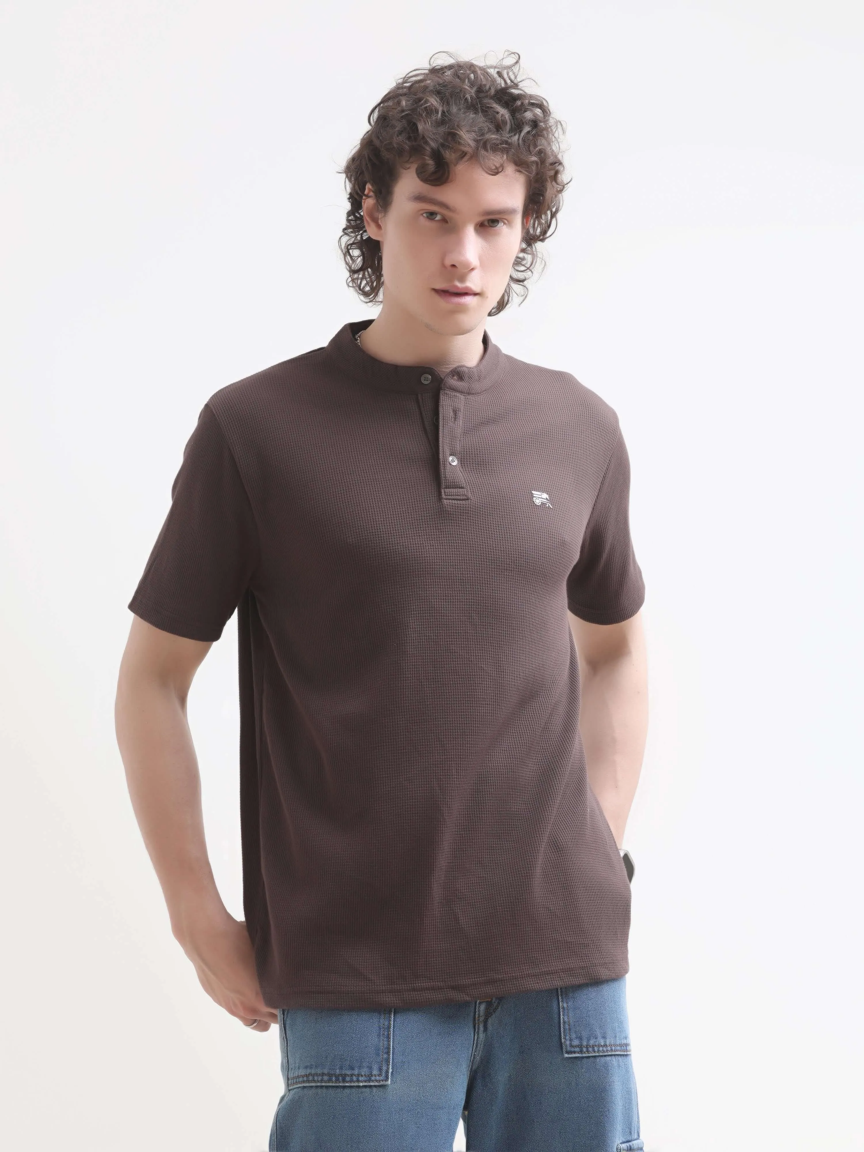 Pinnacle brown henley tshirt