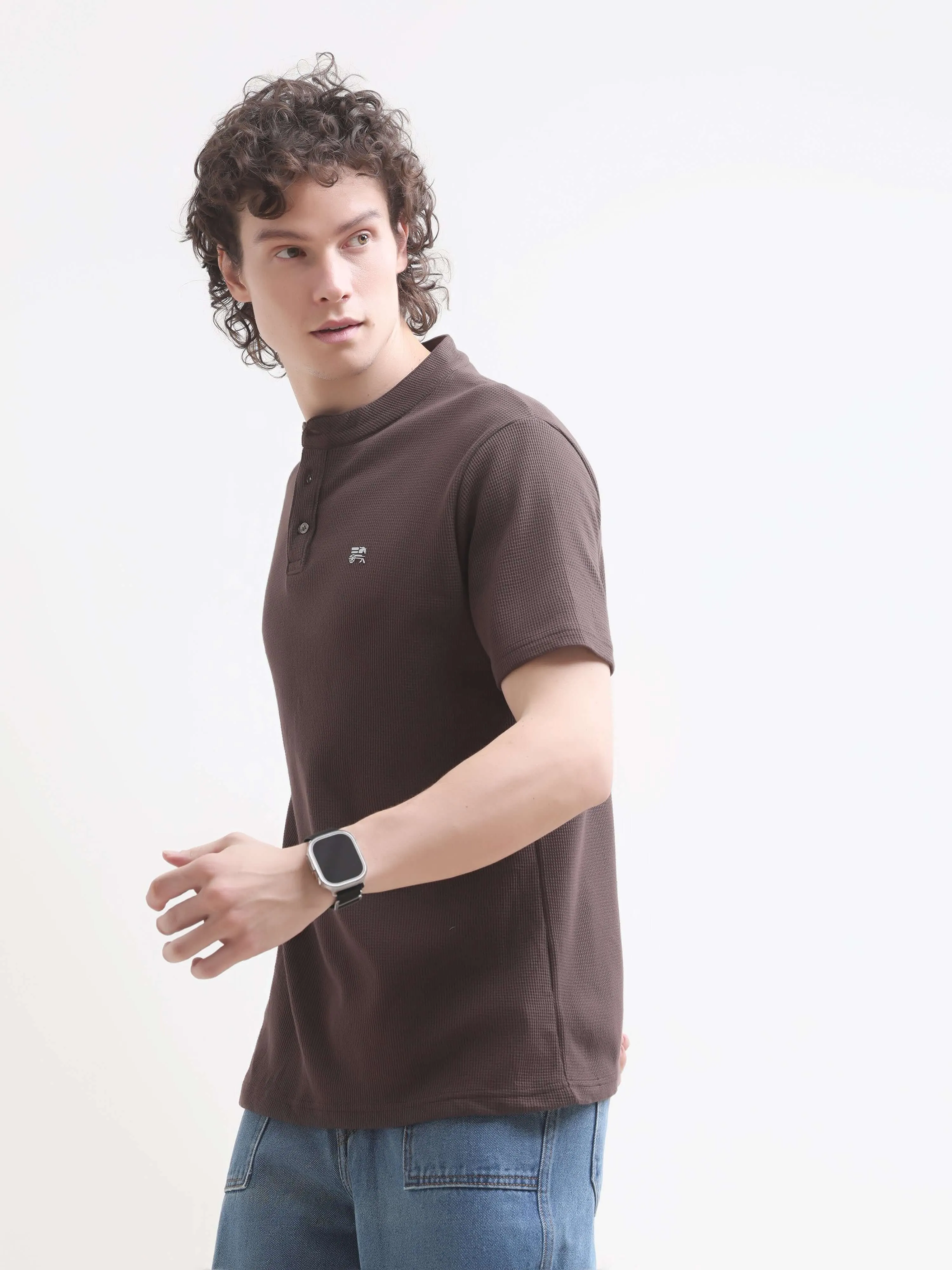 Pinnacle brown henley tshirt