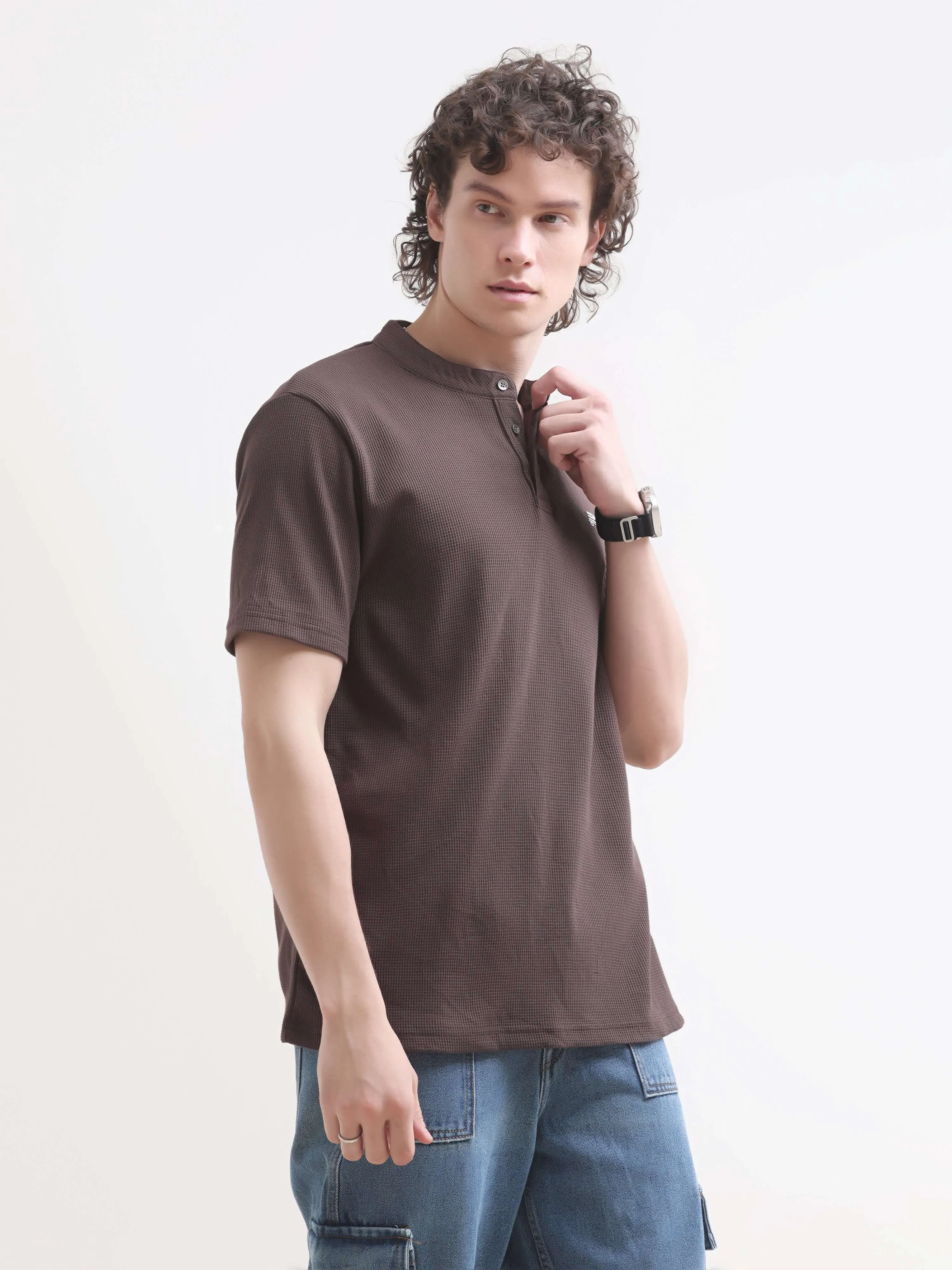 Pinnacle brown henley tshirt