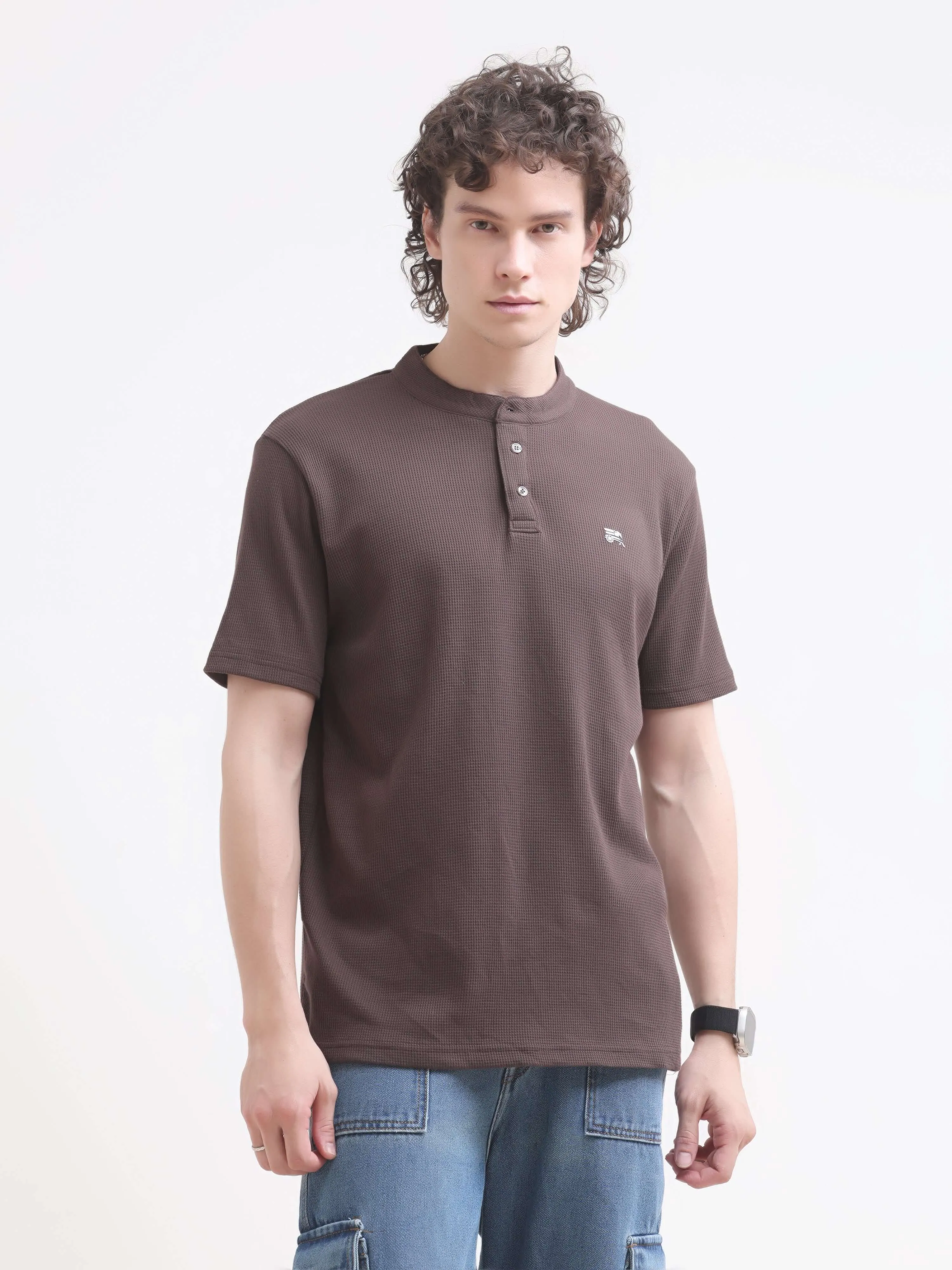 Pinnacle brown henley tshirt