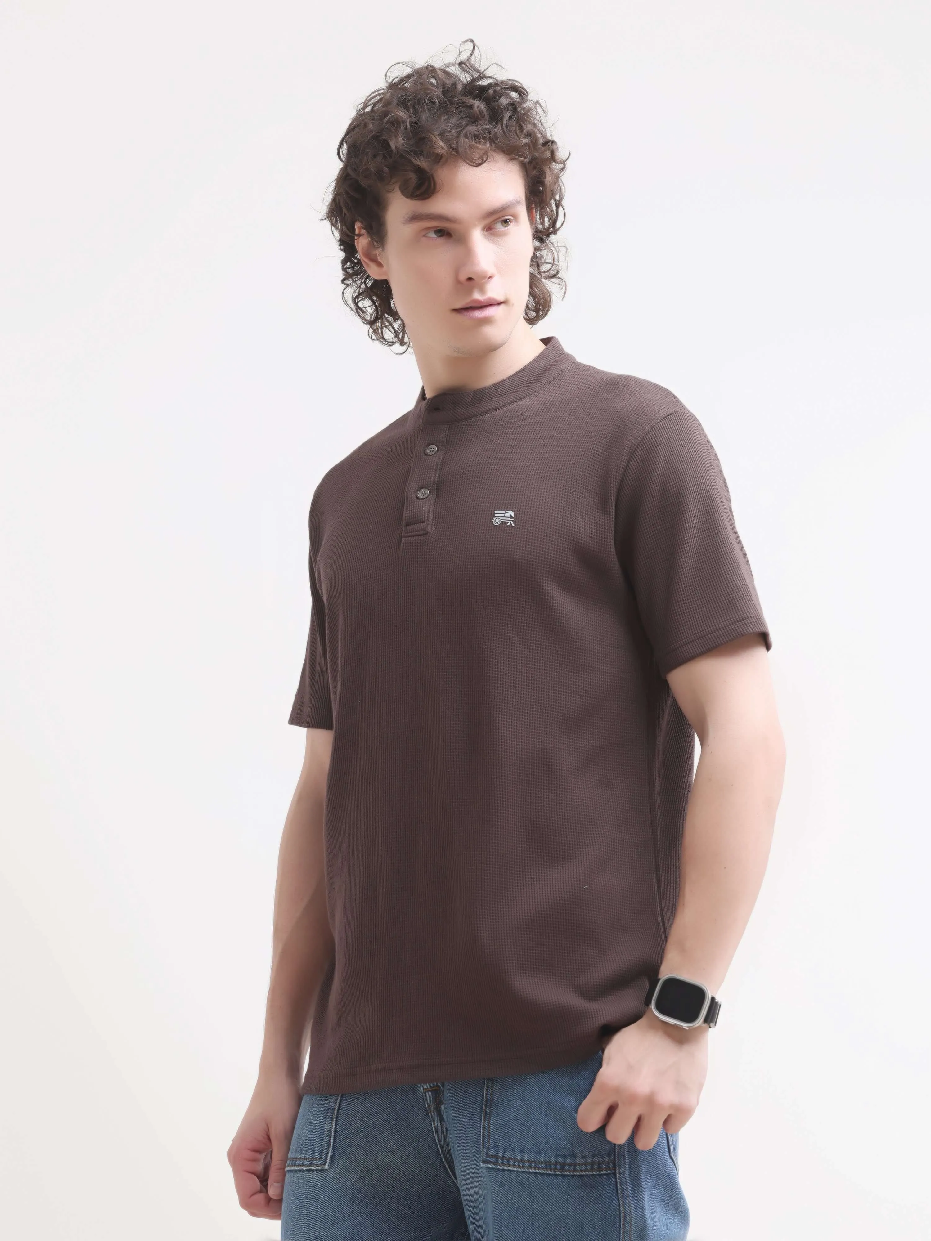 Pinnacle brown henley tshirt