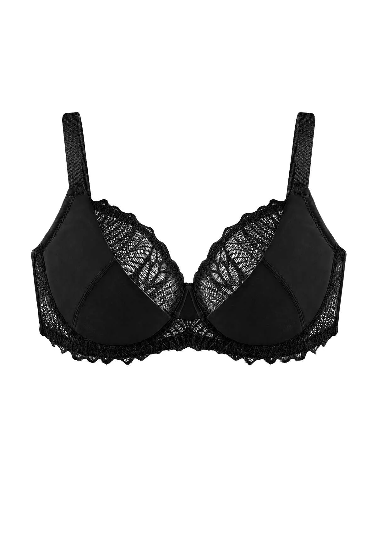 Pretty Secrets Black Lace Trim Full Coverage Underwire Bra Set