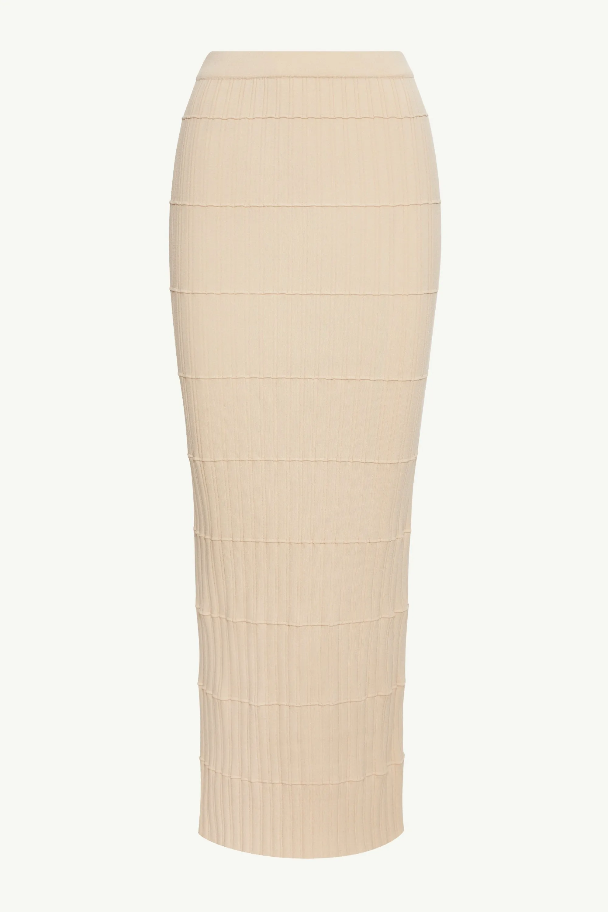 Rania Ribbed Knit Maxi Skirt - Beige