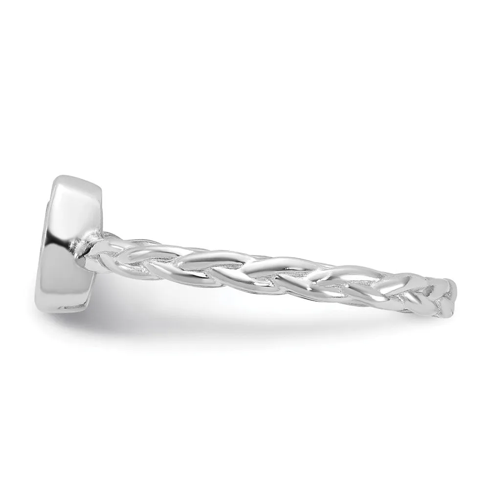 Rhodium Plated CZ Braided Ring in Sterling Silver