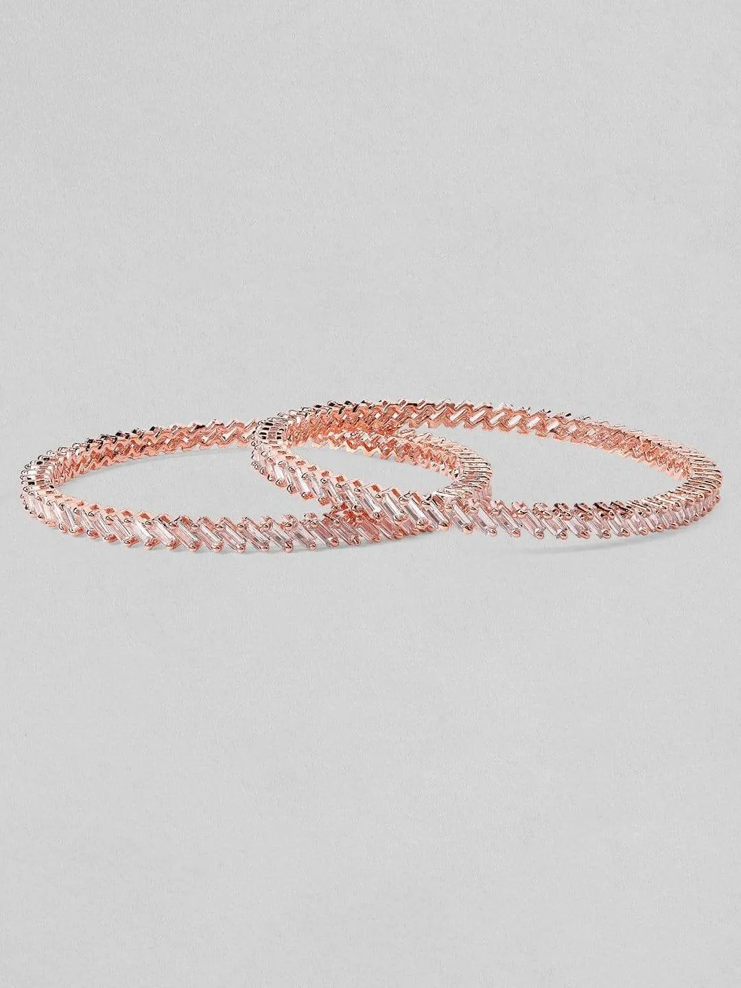 Rubans Rose Gold Plated Zircon Stone Studded Set of 2 Bangles.