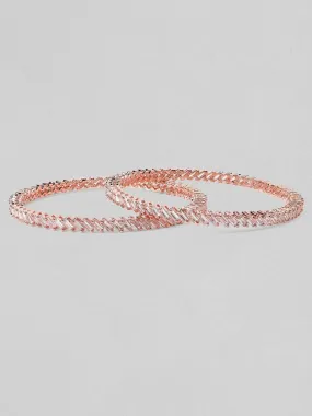 Rubans Rose Gold Plated Zircon Stone Studded Set of 2 Bangles.