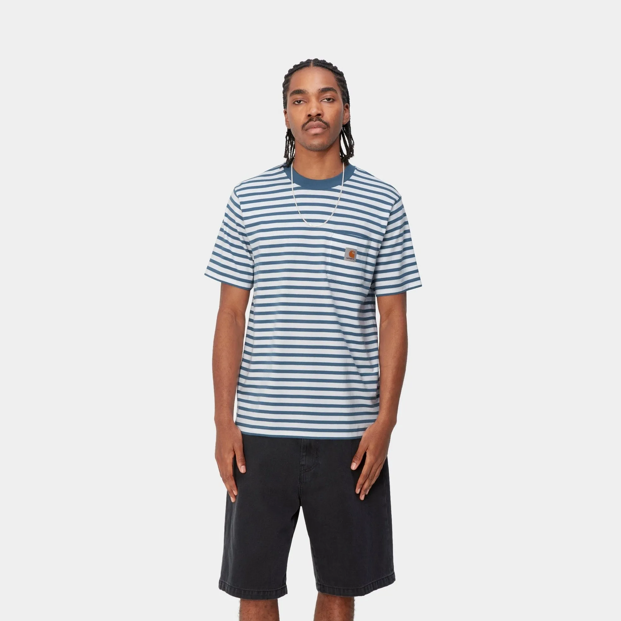 Seidler Stripe Pocket T-Shirt | Sorrent / White