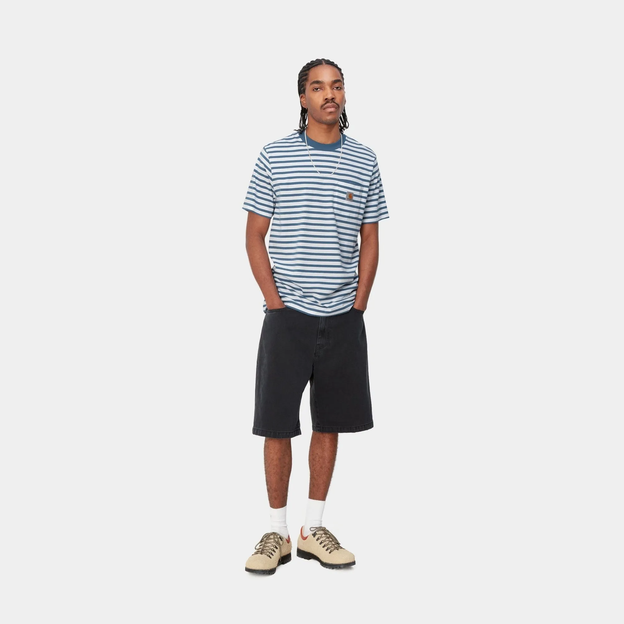 Seidler Stripe Pocket T-Shirt | Sorrent / White