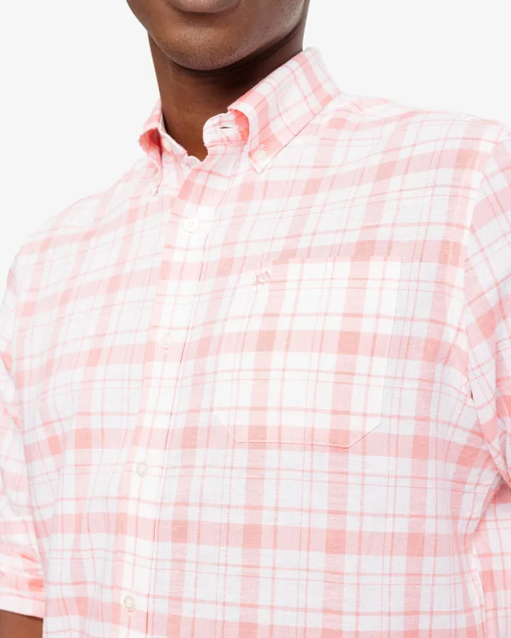 Southern Tide Men's Headland Moultrie Plaid Long Sleeve Sport Shirt - Flamingo Pink