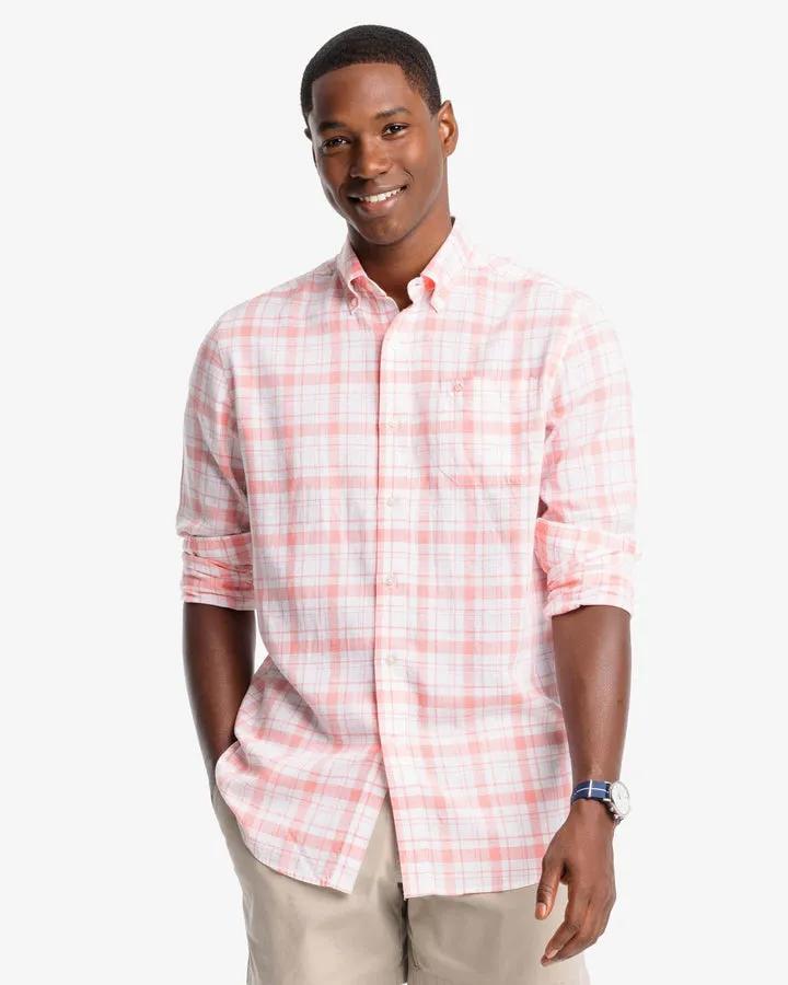 Southern Tide Men's Headland Moultrie Plaid Long Sleeve Sport Shirt - Flamingo Pink