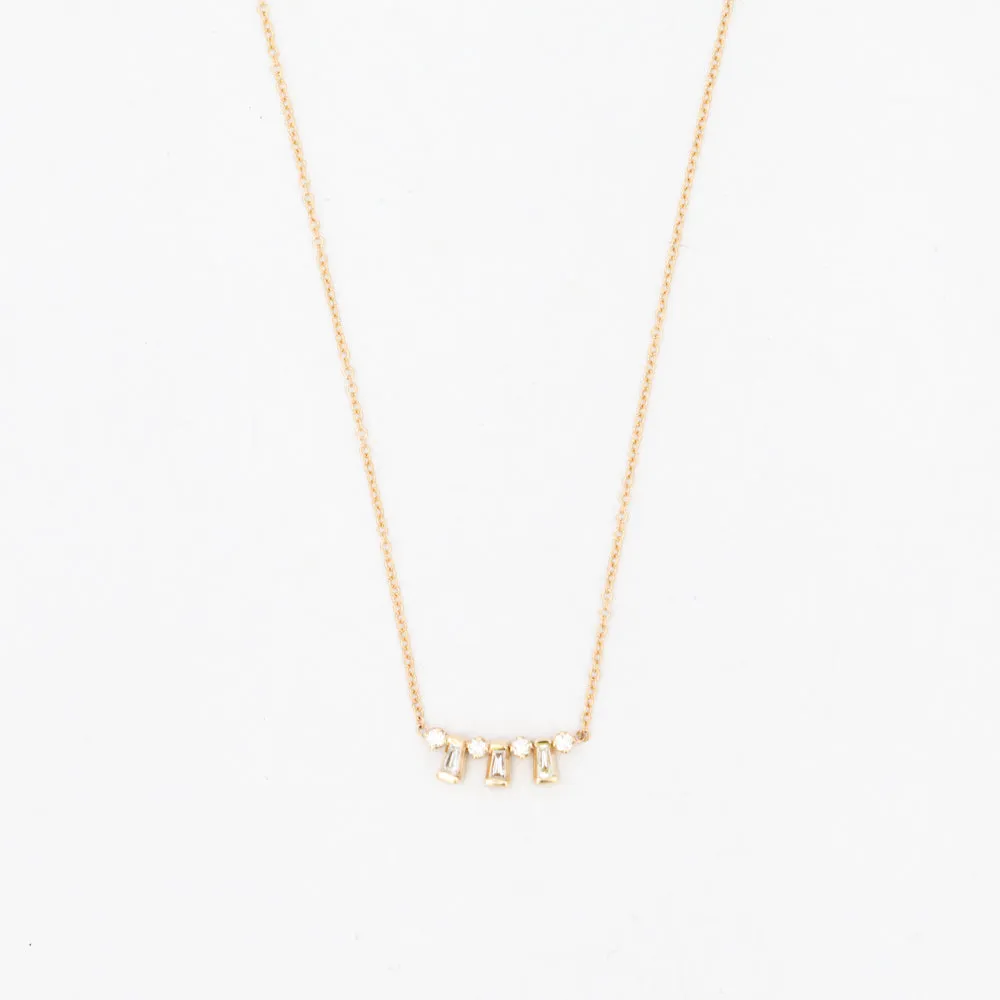 Tapered Baguette and Prong Diamond Necklace