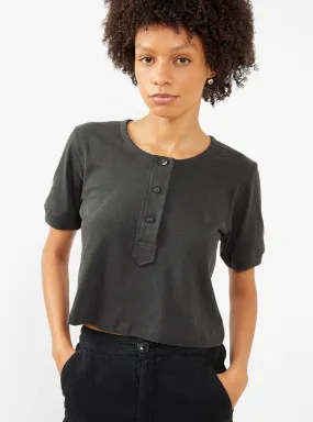 The Scoop Henley Top Washed Black