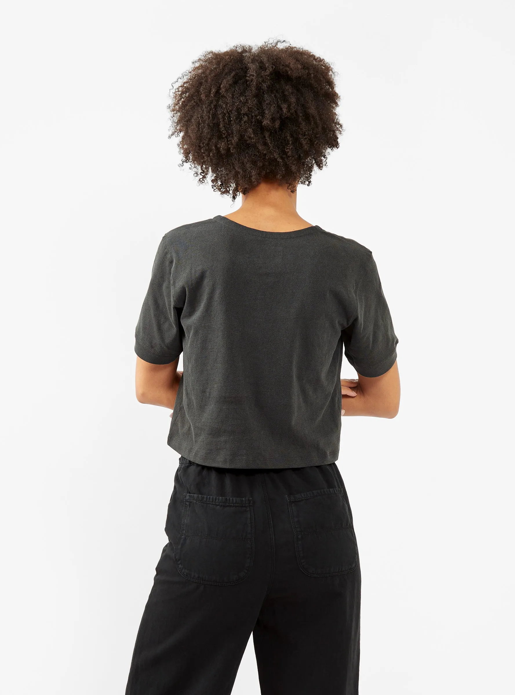 The Scoop Henley Top Washed Black