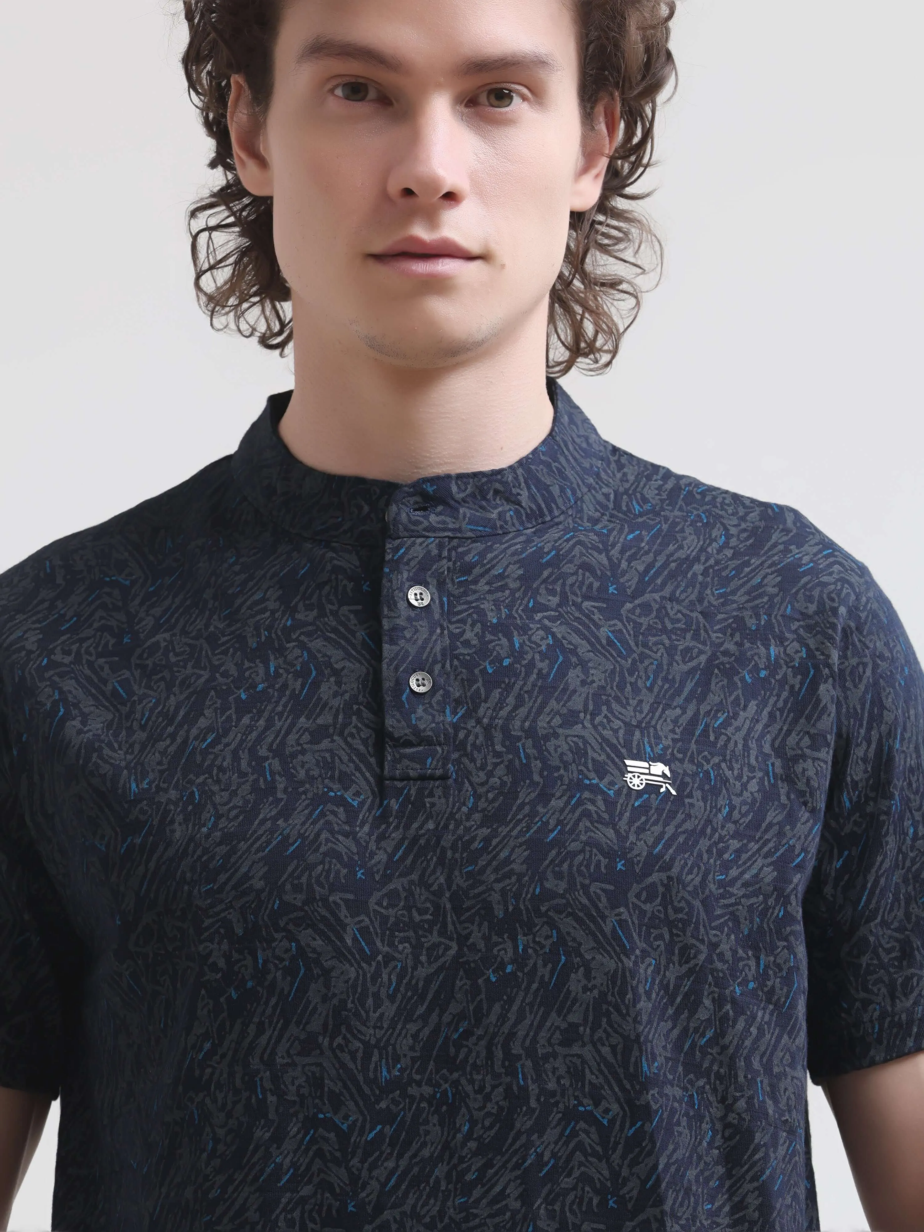 Trib tropical blue henley tshirt