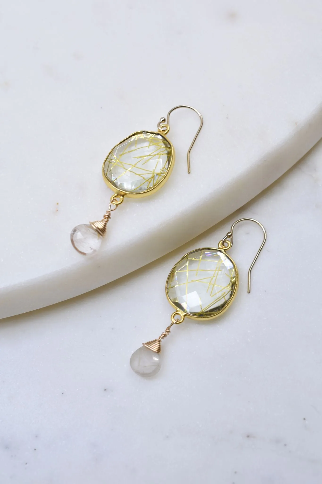 Victoria Ojai Earring in Golden Rutilated Quartz